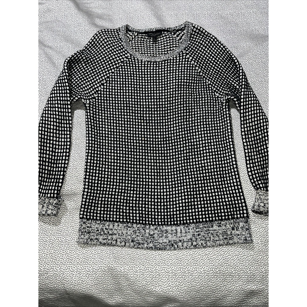 Banana Republic Womens Sweater Pullover Black White Long Sleeve Large Heavy Knit
